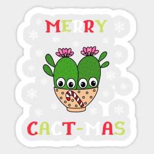 Merry Cact Mas - Cacti Couple In Christmas Candy Cane Bowl Sticker